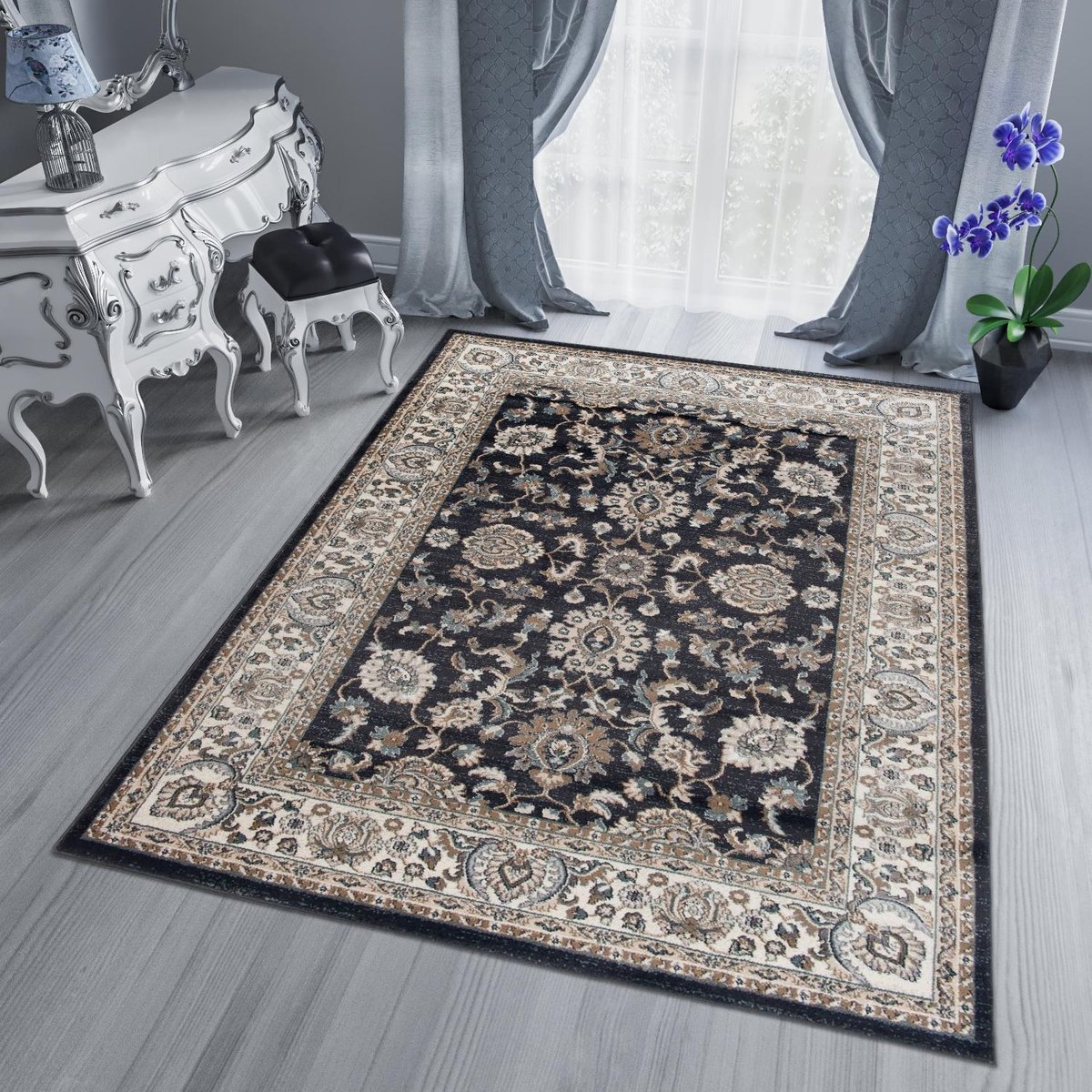 Tapiso Dubai Vloerkleed Modern Oriental Oosters Rug Tapijt Maat- 250x350 Antraciet Creme5