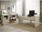 Pack Bureau + Bibliotheek - 2 laden - 2 planken - Eiken decor - L 180 x D 80 x H 79 cm - URBAN