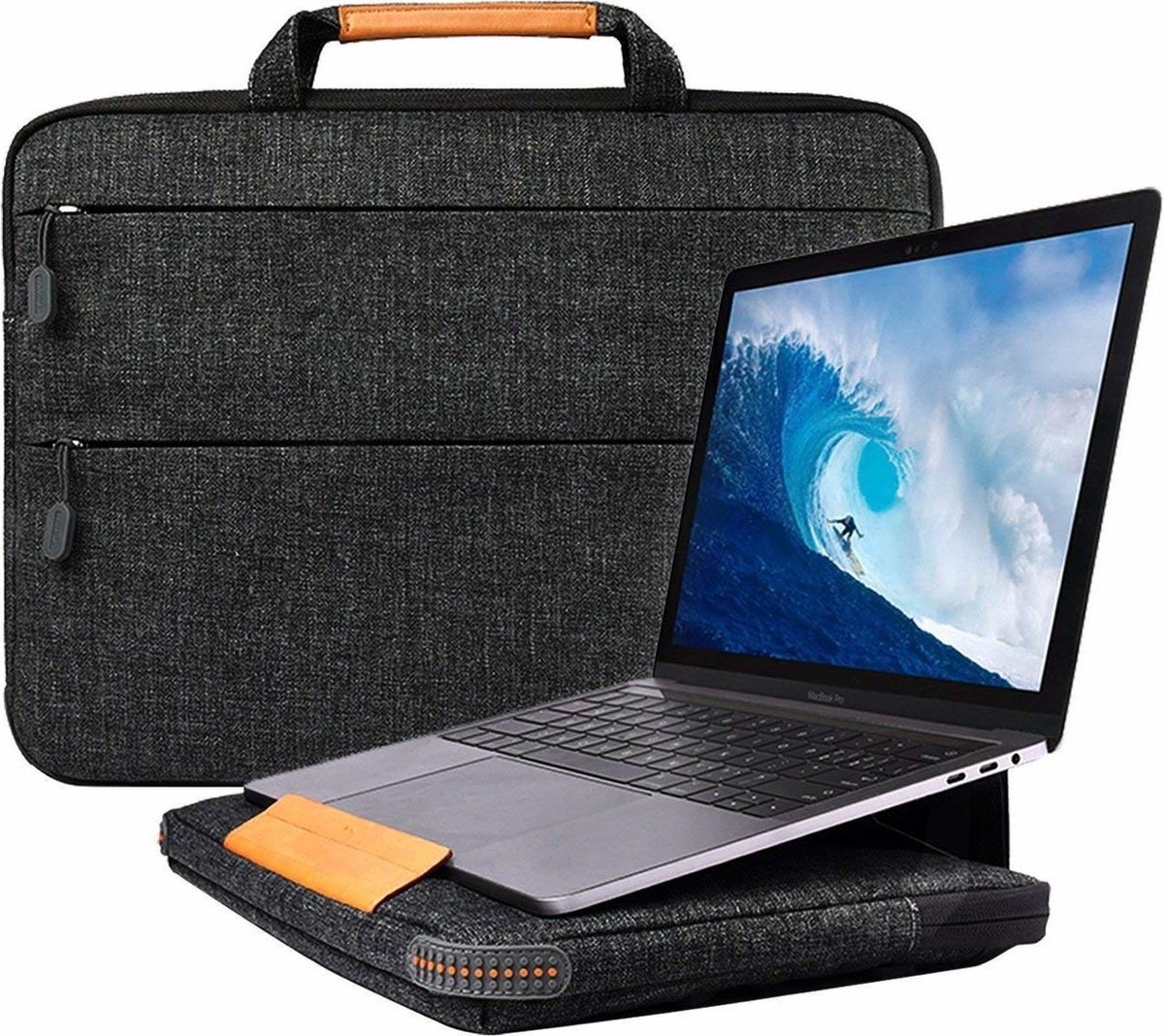Laptoptas geschikt voor Toshiba Satellite - 15.4 inch - WiWu Smart Stand Laptoptas - Zwart