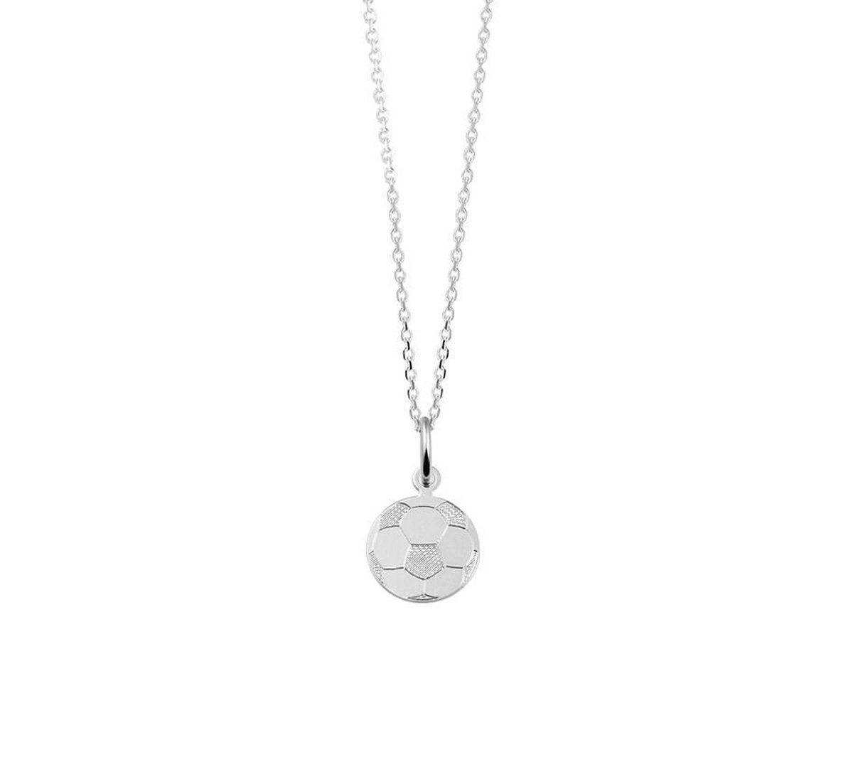 YO&NO - Ketting - Zilver - Anker - Voetbal - 1,1 mm - 38 cm - Kinderen - Gerhodineerd - Zilver 925