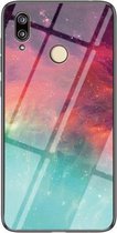 Voor Huawei P20 lite Sterrenhemelpatroon Gehard Glas + TPU Schokbestendige Beschermhoes (Kleurrijke Sterrenhemel)