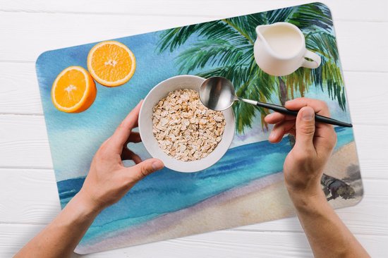 Set de table - Plage - Palmier - Mer - 45x30 cm - 6 pièces