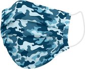 Hygiënisch en herbruikbaar gezichtsmasker gemaakt van stof Volwassen Blauw Camouflage