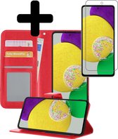 Samsung Galaxy A52s Hoesje Book Case Hoes Met Screenprotector - Samsung Galaxy A52s Case Wallet Cover - Samsung Galaxy A52s Hoesje Met Screenprotector - Rood
