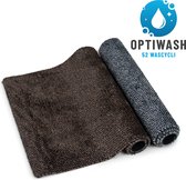 Antislip Deurmat Studio M - OPTIWASH - Wasbare droogloopmat/badmat/douchemat/toiletmat - Super absorberende schoonloopmat met microvezel - 80X120 cm - Machine Wasbaar 40°C - Bruin/Zwart - Verschillende Afmetingen