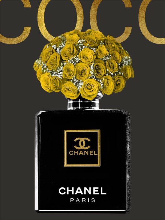 Glasschilderij 60x80x0.4 Chanel Flowers
