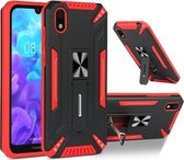 Voor Huawei Y5 2019 War-god Armor TPU + PC Schokbestendige magnetische beschermhoes met opvouwbare houder (rood + zwart)