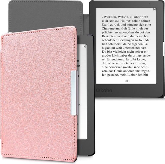 kwmobile e-reader hoesje geschikt voor Kobo Aura Edition 1 hoes - E reader flip case met magnetische sluiting - Ereader cover in roségoud van kwmobile — afbeelding 5