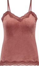 Hunkemöller Dames Nachtmode Cami Velours Lace  - Roze - maat XS