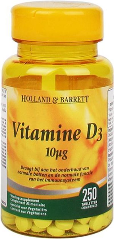 Vitamine D3, 10mcg - Holland & Barrett - 250 Tabletten - Vitamines