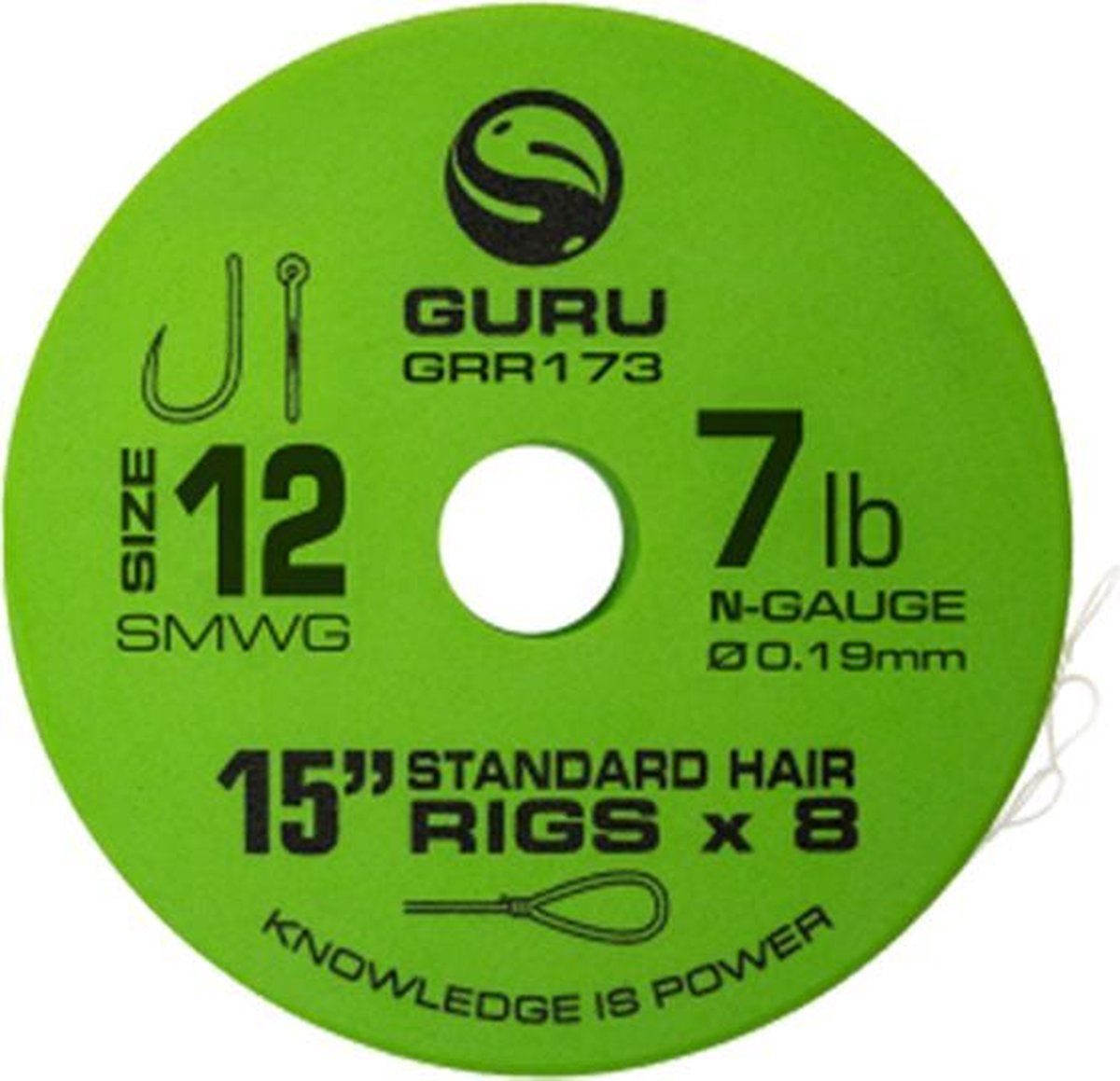 Guru SMWG Standard Hair - 15 Inch - Haakmaat 12 - 0.19mm - Onderlijn - Transparant