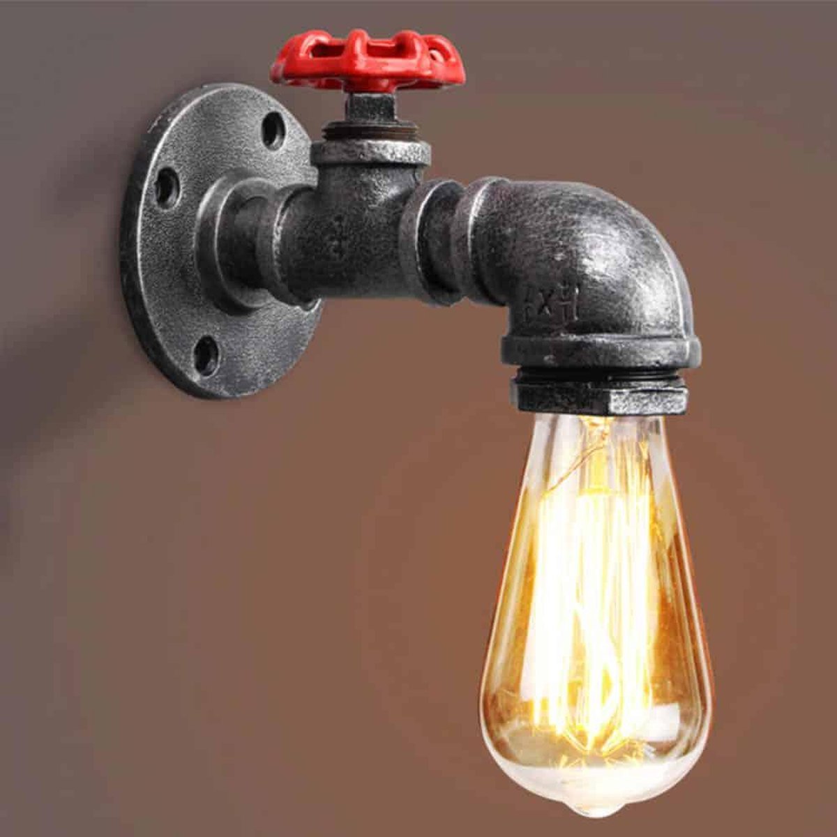 SensaHome Kraan Wandlamp - Industriële Lamp - Retro Binnenverlichting - E27 Fitting Hoeklamp - Inclusief Lamp - Zilver