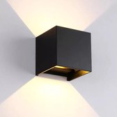 SensaHome Cube - Moderne LED Wandlamp voor Buiten en Binnen - Design Buitenverlichting - IP65 Waterdicht - Warm Wit (3500K) - Zwart