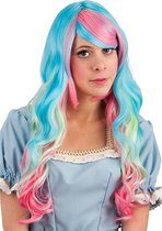 Carnival Toys Pruik Dames Lang Gekruld Polyester Blauw/roze