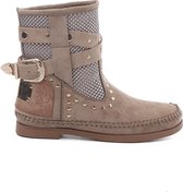 WELOVESHOES® Dames Cowboylaarzen, Enkellaarsjes met Hak  - Suedine - Taupe Khaki - Maat 38