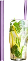 (50 stuks) Glazen drinkrietjes in roze - 20 cm - recht - incl. nylon reinigingsborsteltje | GGM Gastro