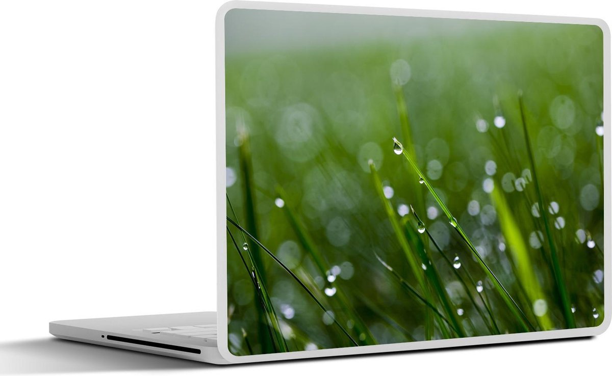 Laptop sticker - 13.3 inch - Close-up waterdruppen op de grassprieten - 31x22,5cm - Laptopstickers - Laptop skin - Cover
