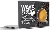 Autocollant pour ordinateur portable - 13,3 pouces - Fond de citation de Café « Ways to my heart » avec une tasse de café et des grains de café