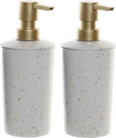 2x stuks zeeppompjes/zeepdispensers wit van metaal 350 ml - Badkamer/keuken zeep dispenser