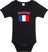 France baby rompertje met vlag zwart jongens en meisjes - Kraamcadeau - Babykleding - Frankrijk landen romper 80 (9-12 maanden)