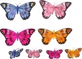 8x stuks decoratie vlinders op clip gekleurd 5 en 12 cm - vlindertjes versiering - Kerstboomversiering