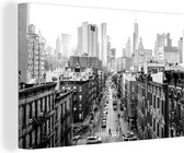 Canvas schilderij 180x120 cm - Wanddecoratie Straten van New York - zwart wit - Muurdecoratie woonkamer - Slaapkamer decoratie - Kamer accessoires - Schilderijen