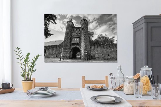 Peinture sur toile Helpoort à Maastricht - noir et blanc - 120x80 cm - Décoration murale