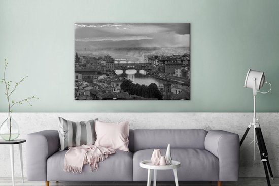 Toile Peinture Italie - Zwart - Wit - Pont - 120x80 cm - Décoration murale