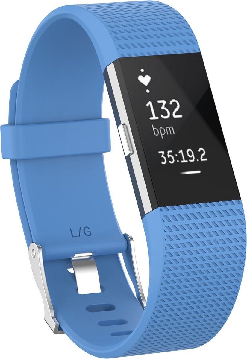 Siliconen Smartwatch bandje - Geschikt voor Fitbit Charge 2 siliconen bandje - hemelsblauw - Strap-it Horlogeband / Polsband / Armband - Maat: Maat S