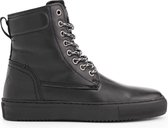 NoGRZ D.Stalpaert hoge leren damessneakers - gevoerde veterschoenen - Zwart Leer - Maat 40