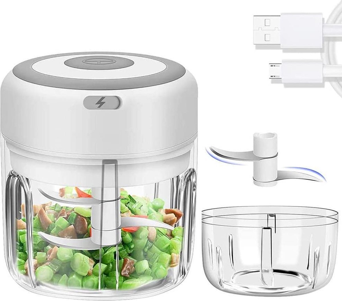 Hachoir électrique - Coupe-oignons - Coupe-ail sans fil - Coupe-aliments  étanche -... | bol.com