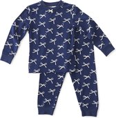 Little Label Pyjama Meisjes - Maat 122-128 - Blauw, Wit - Zachte BIO Katoen