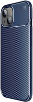 Apple iPhone 13 Hoesje Siliconen Carbon TPU Back Cover Blauw