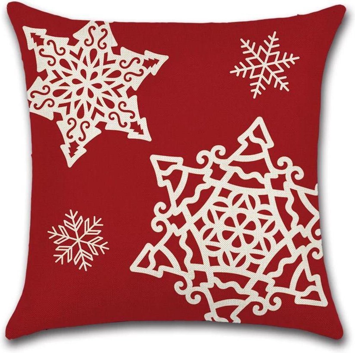 By Javy Kussenhoes Kerst - Sneeuwvlokken - Kussenhoes - Kerst - 45x45 cm - Sierkussen - Polyester Wit