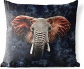 Coussin d'extérieur - Éléphant - Rouge - Animaux - 45x45 cm - Résistant aux intempéries