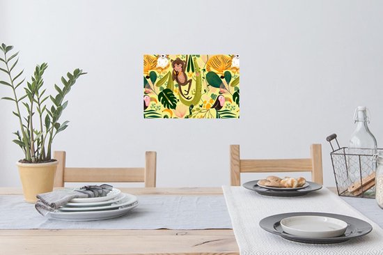 Stickers muraux - Feuille Autocollant - Animaux - Jungle - Jaune - 30x20 cm - Feuille Adhésive - Stickers muraux Chambre Enfant - Papier Peint Auto Adhésif