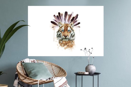 Stickers muraux - Tigre - Tête - Ressorts - 90x60 cm - Feuille adhésive