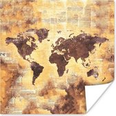 Poster Wereldkaart - Stippen - Kleuren - 30x30 cm