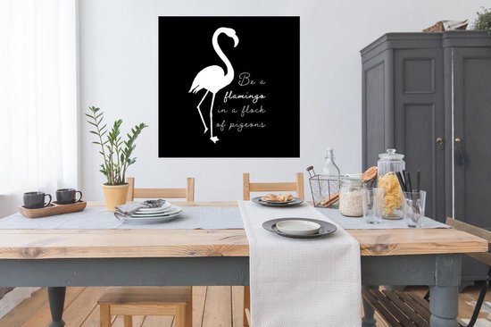 Affiche Flamingo - Lettres - Wit - 100x100 cm XXL