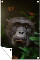 Tuindecoratie Aap - Jungle - Vlinder - 40x60 cm - Tuinposter - Tuindoek - Buitenposter