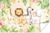 Poster Jungle - Dieren - Bloemen - Planten - 180x120 cm XXL