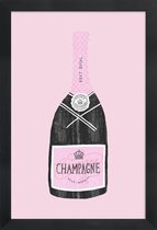 JUNIQE - Poster in houten lijst Champagne -40x60 /Roze & Zwart