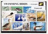 Zwemvogels – Luxe postzegel pakket (A6 formaat) : collectie van 25 verschillende postzegels van zwemvogels – kan als ansichtkaart in een A6 envelop - authentiek cadeau - kado - geschenk - kaart - fuut - eend - gans - woerd - aalscholver - vogel