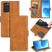 Voor OPPO Reno6 Pro 5G Dual-side Magnetische Gesp Horizontale Flip Lederen Case met Houder & Kaartsleuven & Portemonnee (Geel)