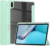 Voor Huawei MatePad 11 2020 Drievoudig transparant TPU Horizontaal flip-lederen hoesje met pensleuf en drievoudige houder & slaap- / wekfunctie (mintgroen)