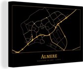 Peinture sur Toile Carte - Almere - Luxe - Or - Zwart - 120x80 cm - Décoration murale