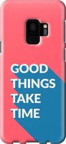 Samsung Galaxy S9 Telefoonhoesje - Premium Hardcase Hoesje - Dun en stevig plastic - Met Quote - Good Things - Rood