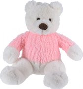 knuffelbeer met trui junior 24 x 25 cm pluche roze