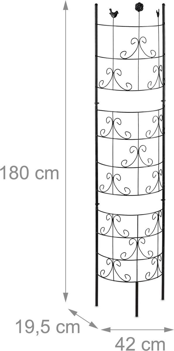 Plantenklimrek Set Van 2 - HxB: 183 X 46 Cm - Voor Planten In De Grond Vrijstaand Zwart Relaxdays Klimrek Planten
