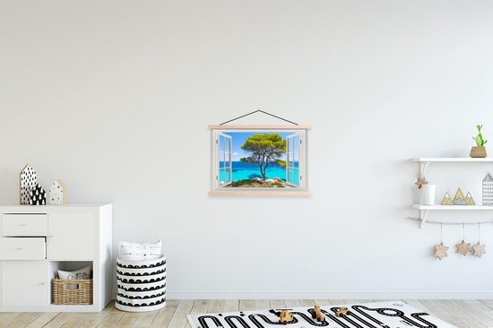 Porte-affiche avec affiche - Affiche scolaire - Vue à travers - Water - Arbre - 60x40 cm - lattes vierges